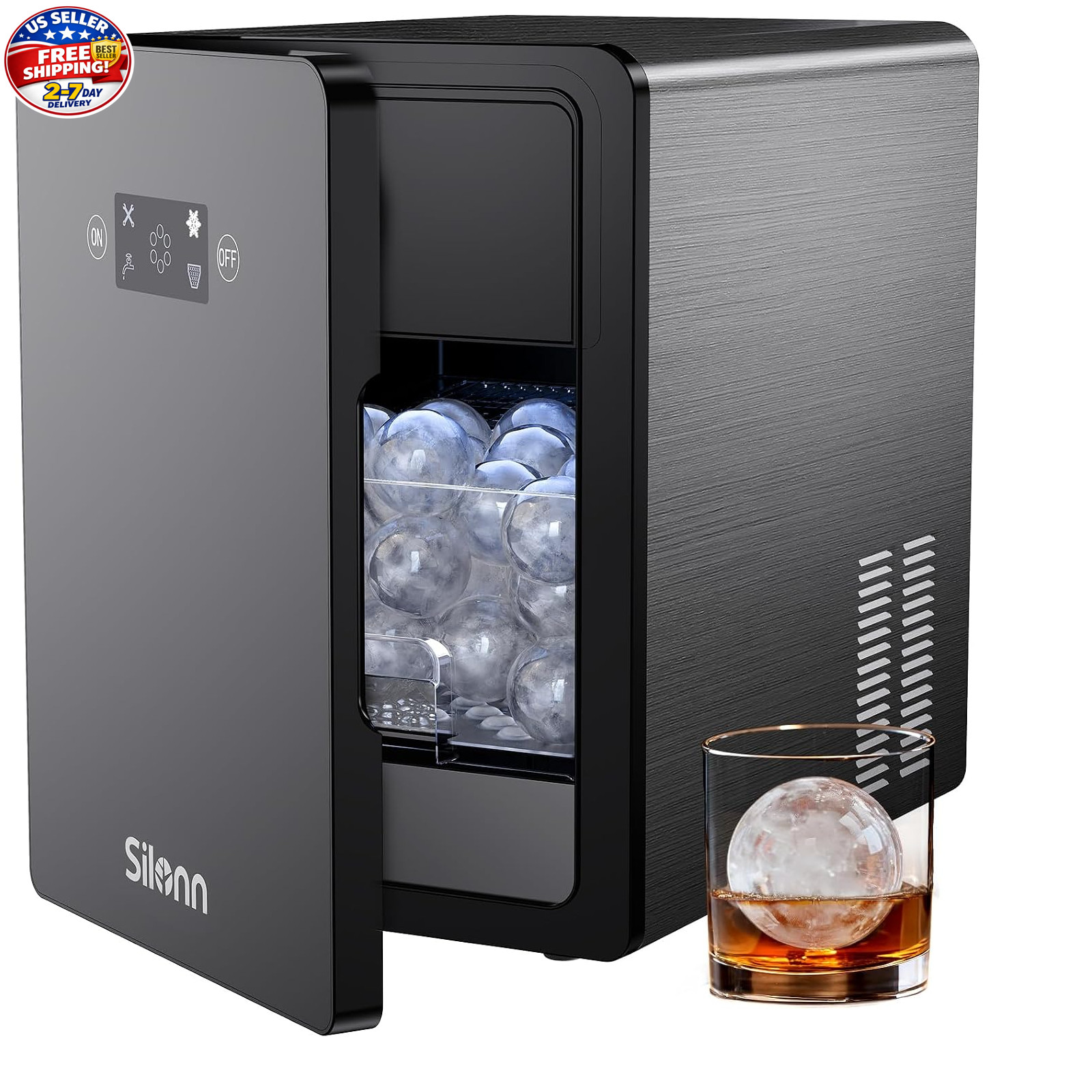 Ice Sphere Maker Countertop, 2 Inch Crystal Ice Balls for Whiskey, 4 Pcs in 35
