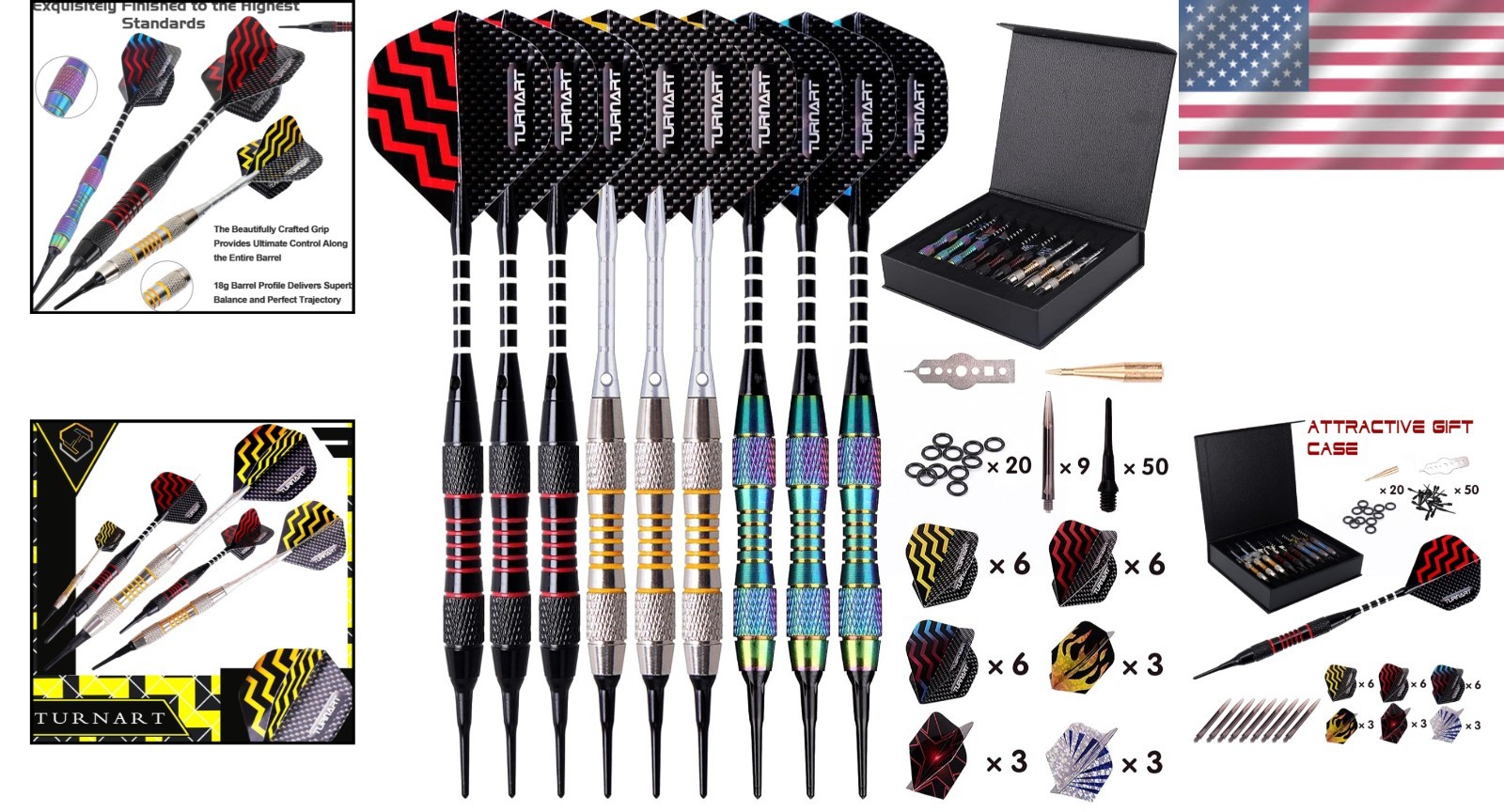 Electronic Dartboard Darts Set - 18g Soft Tip 9 Pcs