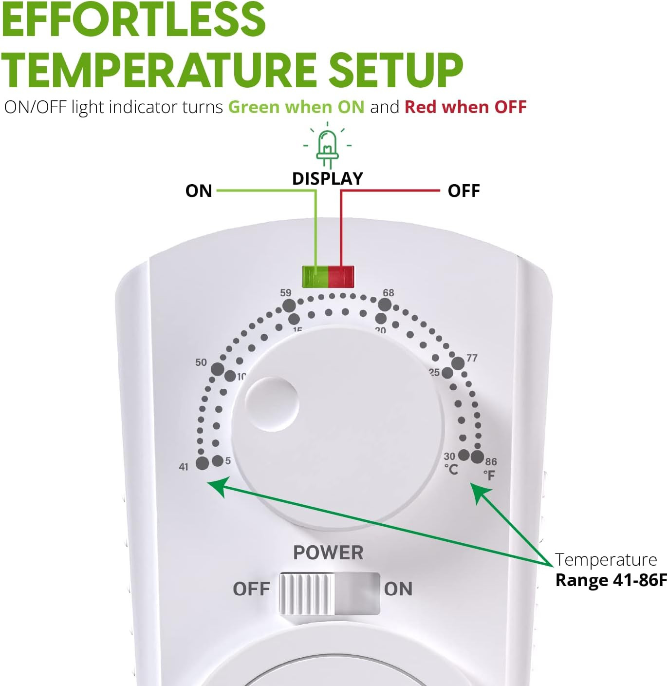 Econohome Adjustable Thermostat - Universal Plugin Heating & Cooling Thermostat