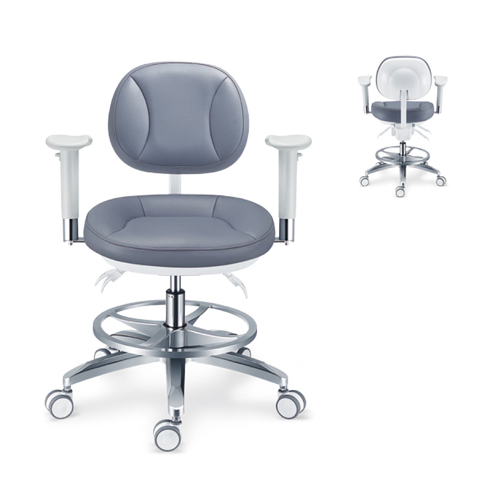 Dental Microscope Doctor's Chair with Armrest Ergonomic Dentist Stool Microfiber