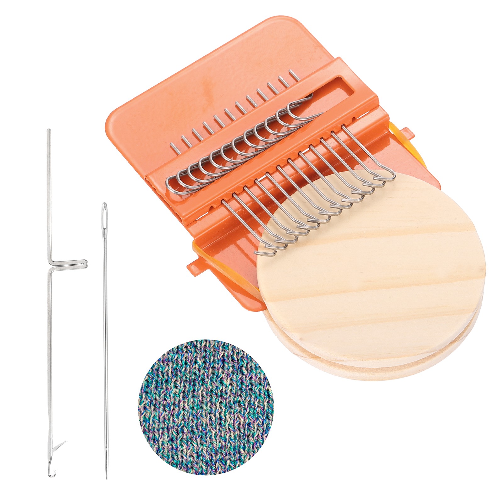 Speedweve Darning Loom, 12 Hooks Mini Weaving Knitting Machine Orange