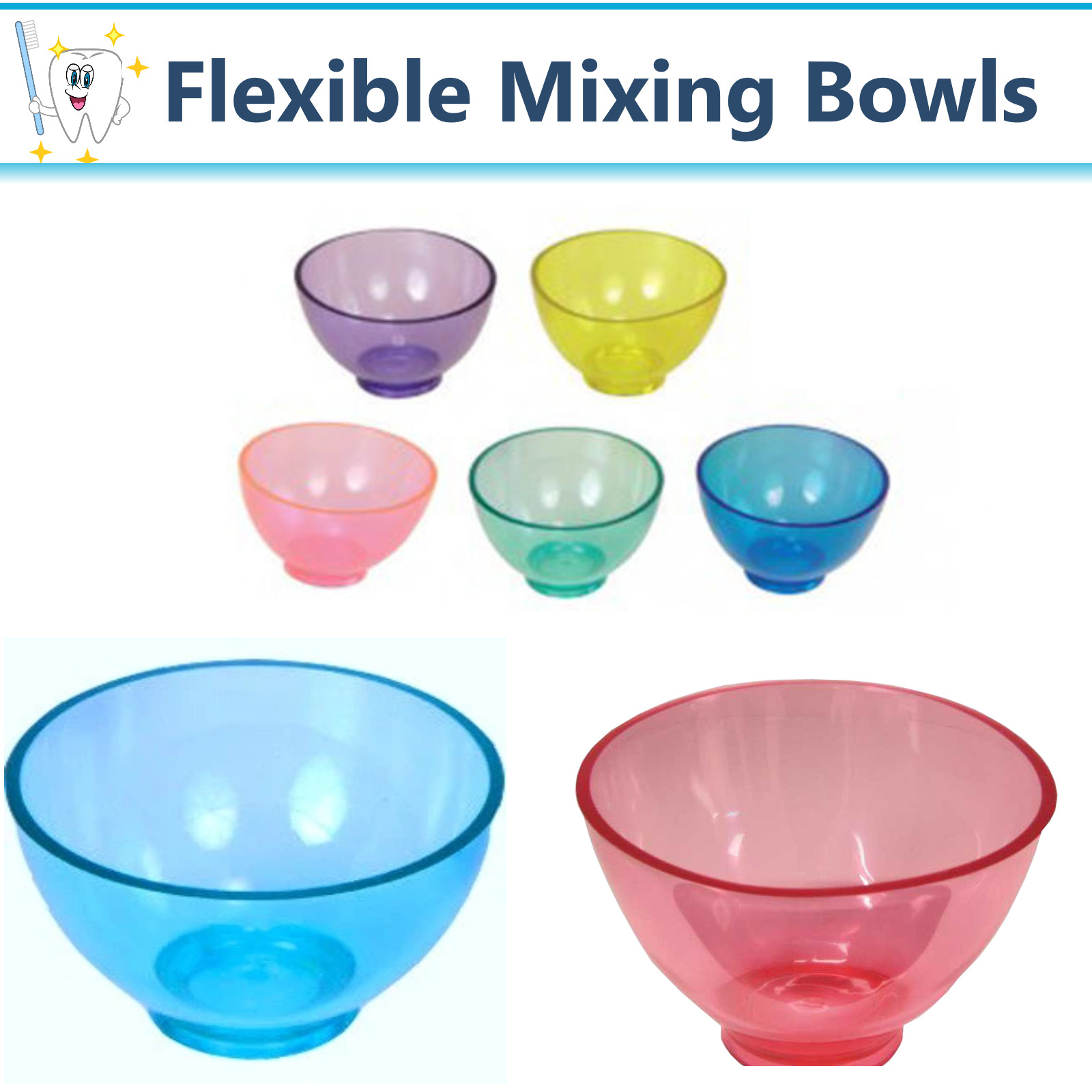 Dental Lab Flexible Rubber Impression Mixing Alginate Bowl - All Sizes / Colors