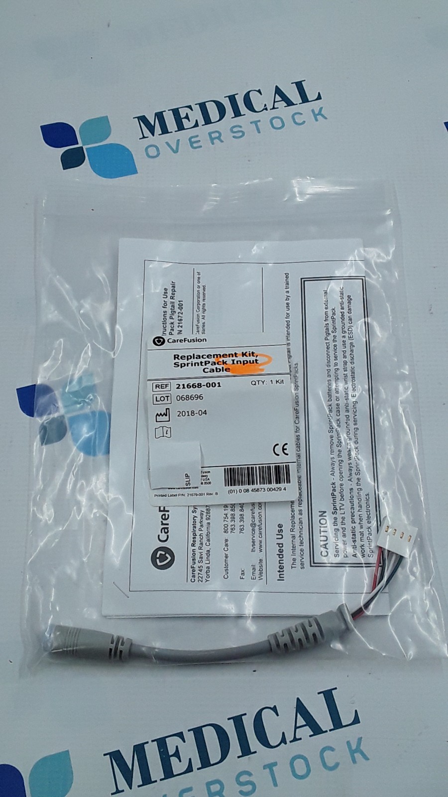 CareFusion Replacement Kit SprintPack Input Cabel REF 21668-001