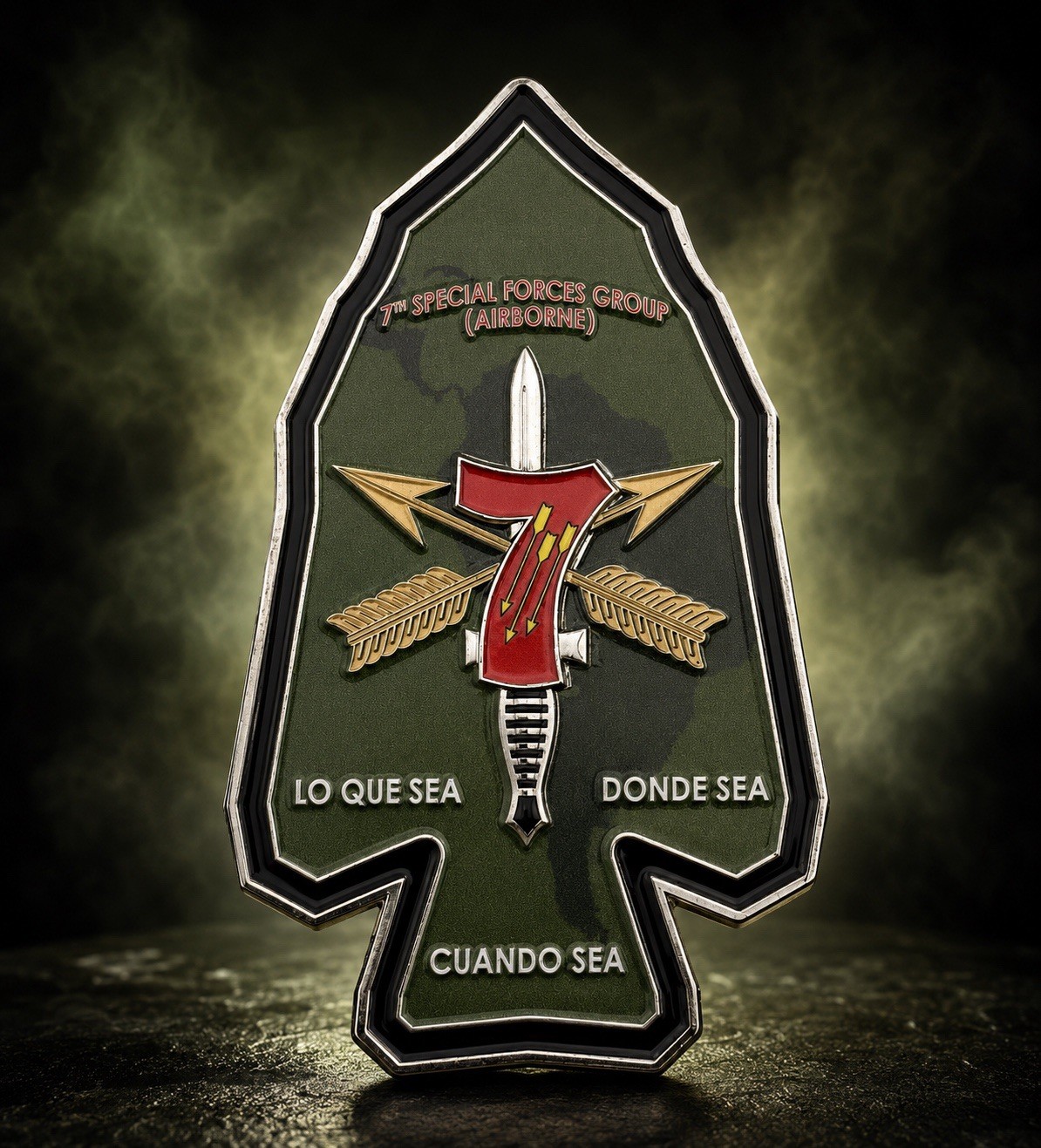 7th Special Forces Group Airborne Red Empire Arrowhead Challenge Coin SFG SF SOF