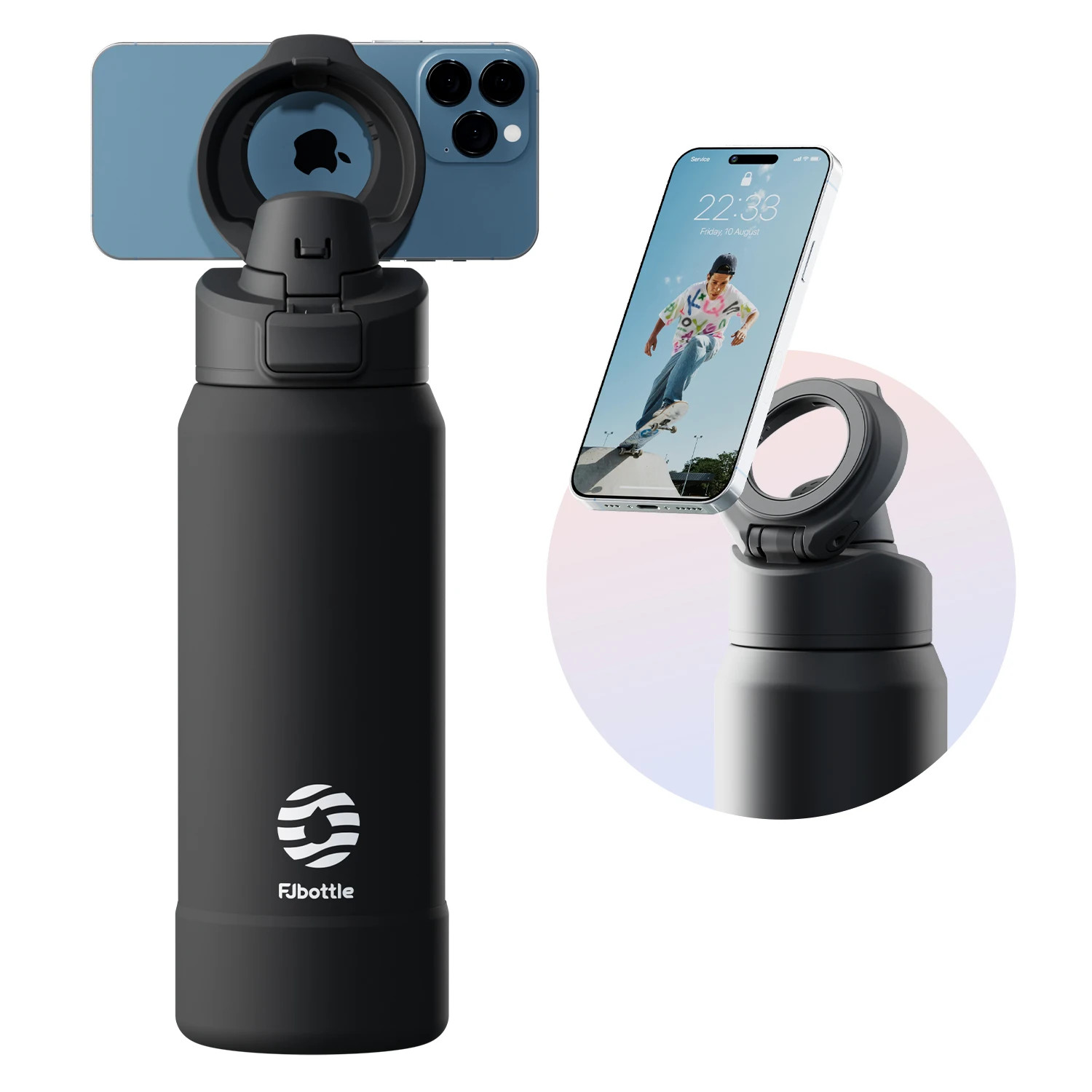 Fjbottle Magnetic Thermos Stainless Steel Sports Water Bottle with Magnetic Phon