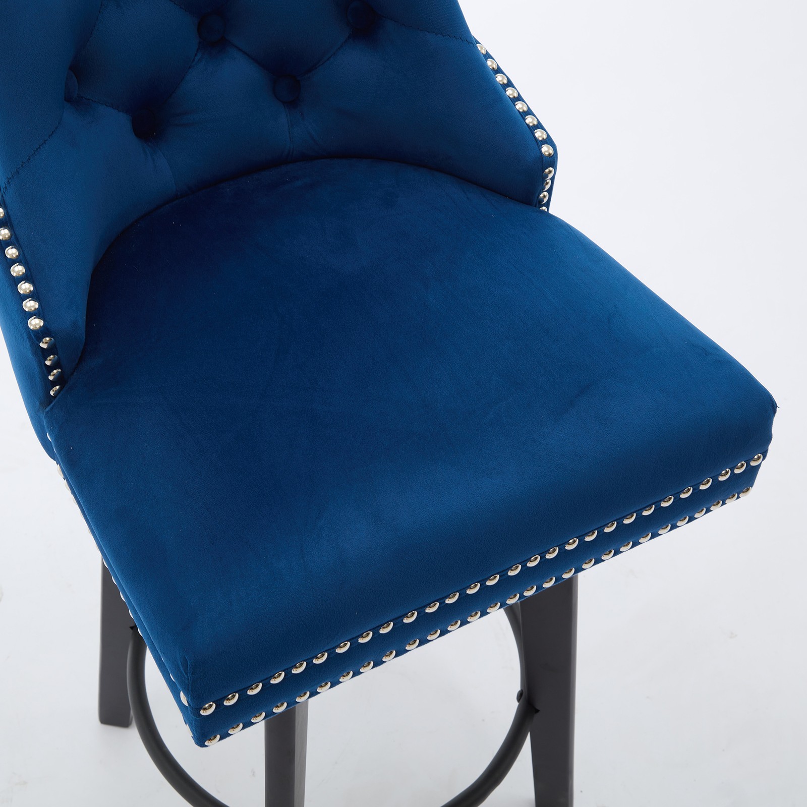 Modern Swivel Bar Stools Velvet Barstools Button Tufted Bar Stools Rivet Trim