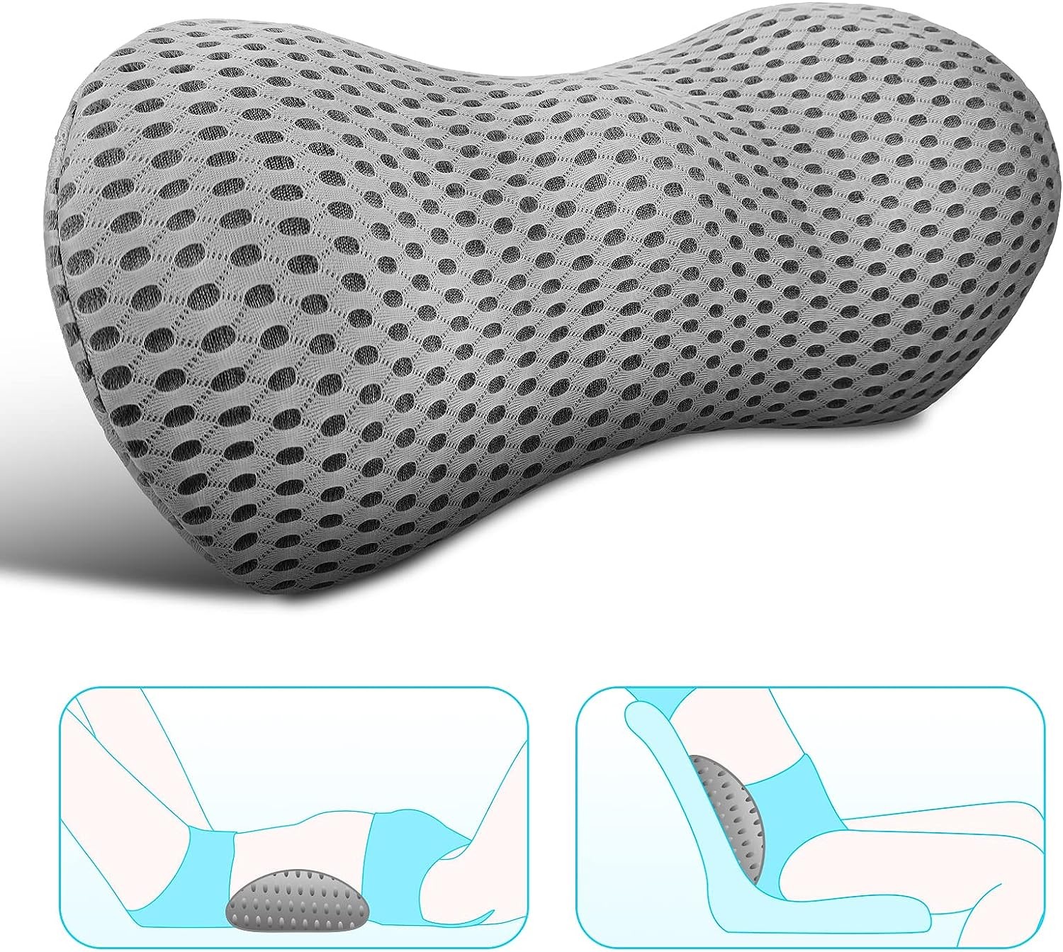 Lumbar Support Pillow - Memory Foam for 18.5 x 9.1 x 4.3 inches, Upgrade Gray
