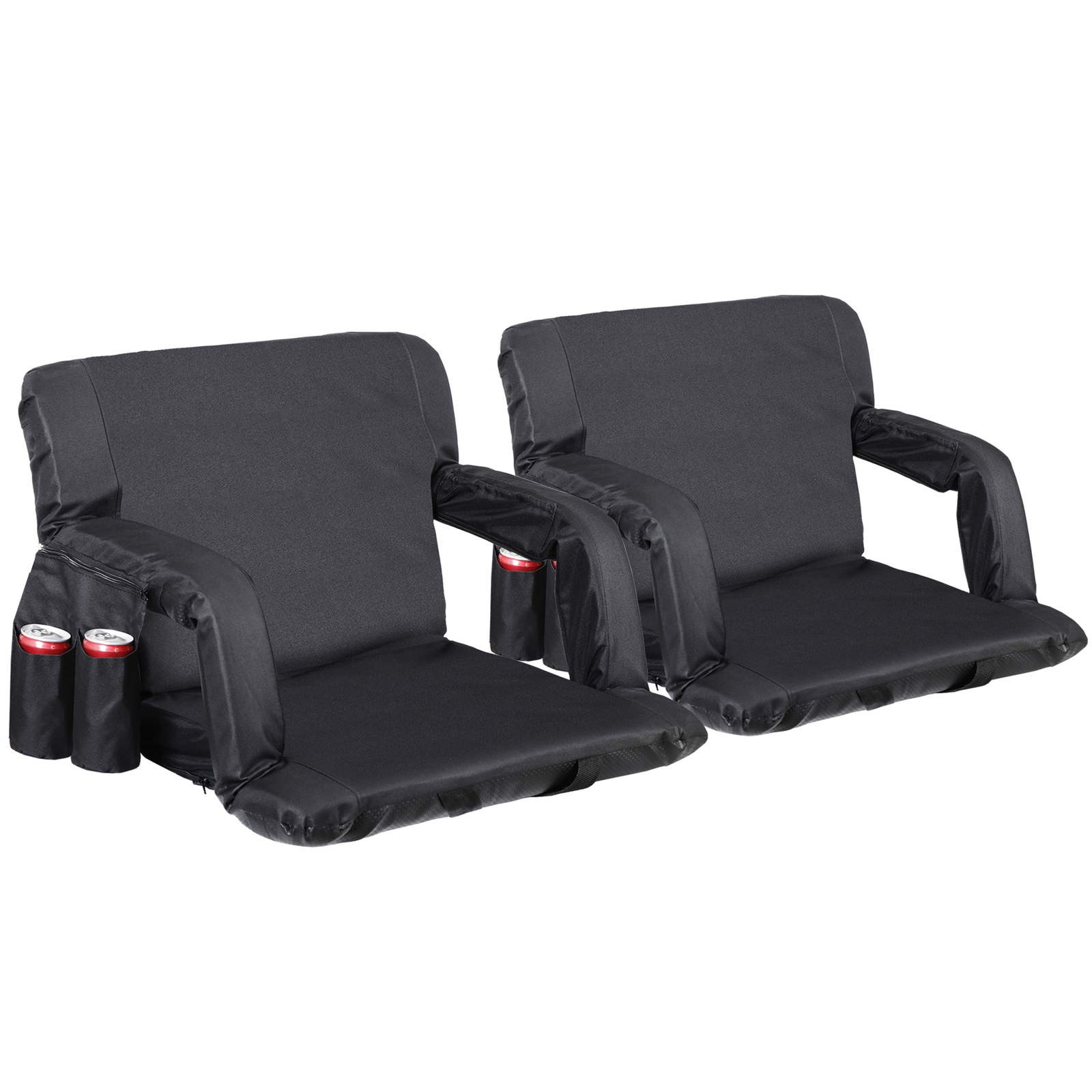 2PCS 24.5 inch Stadium Seats for Bleacher 6 Reclining Positions with Pockets