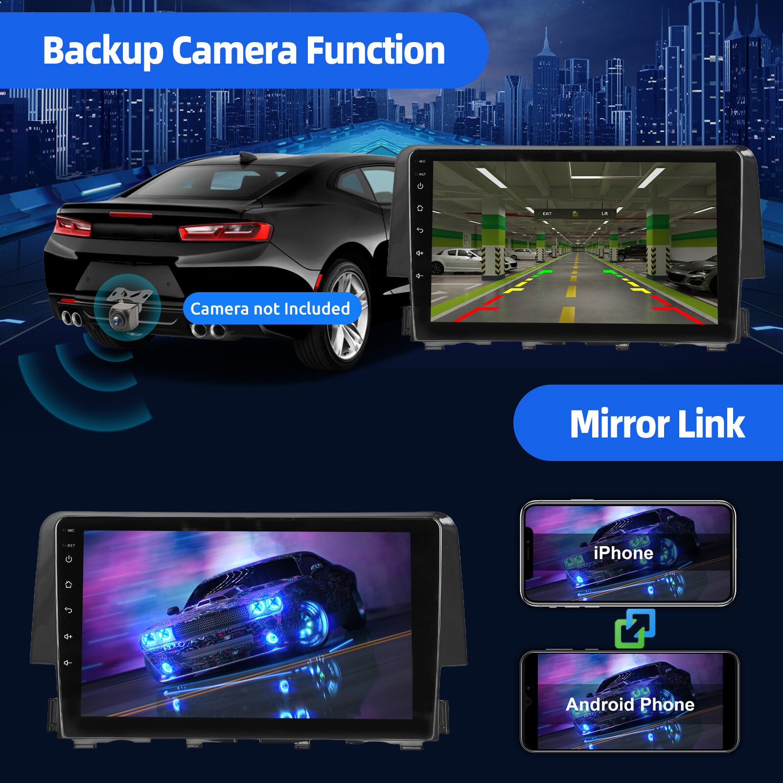 For Honda Civic 2016-2021 Apple CarPlay Android 13 Car Stereo Radio GPS WiFi