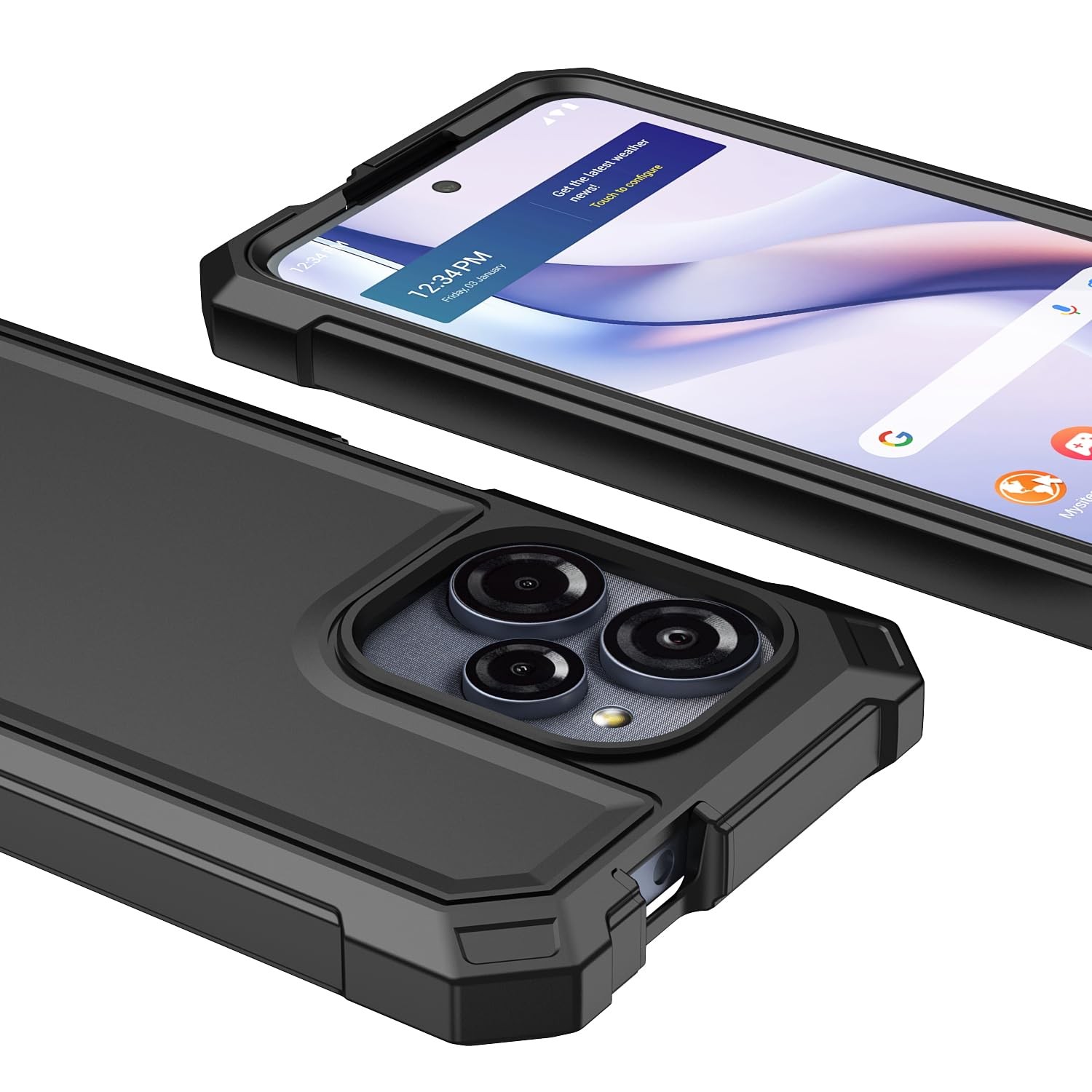 WODAF for BLU View Speed Ultra 5G Case, with Screen Protector Hard PC Black