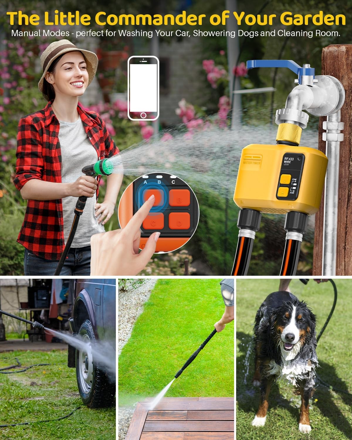 Shrivee Wifi Water Timer 2 Zone For Garden Hose Smart Sprinkler Timer 984Ft Rf