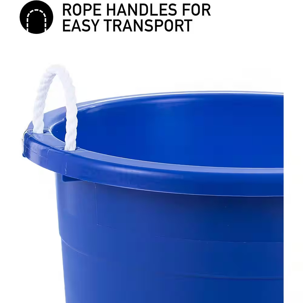 19 Gal. Rope Handle Tub, Blue (2-Pack)