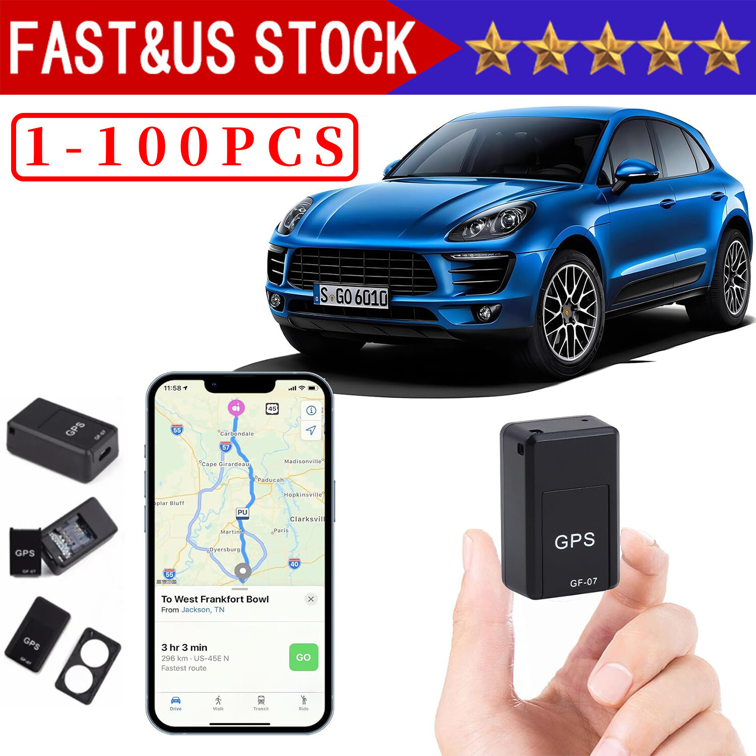 Magnetic  GPS Real Time Car Locator Tracker GSM/GPRS Tracking Device US GF07 Lot