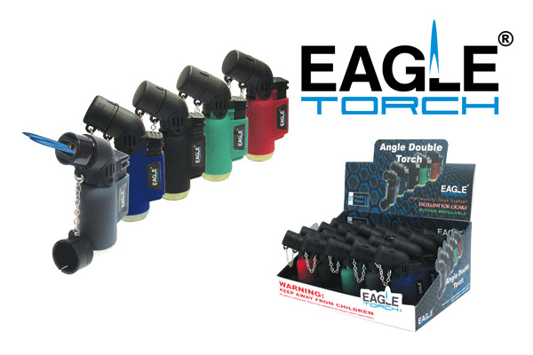 1 Pack Eagle Angle Double Torch 45 Degree Refillable Lighter Colors May Very