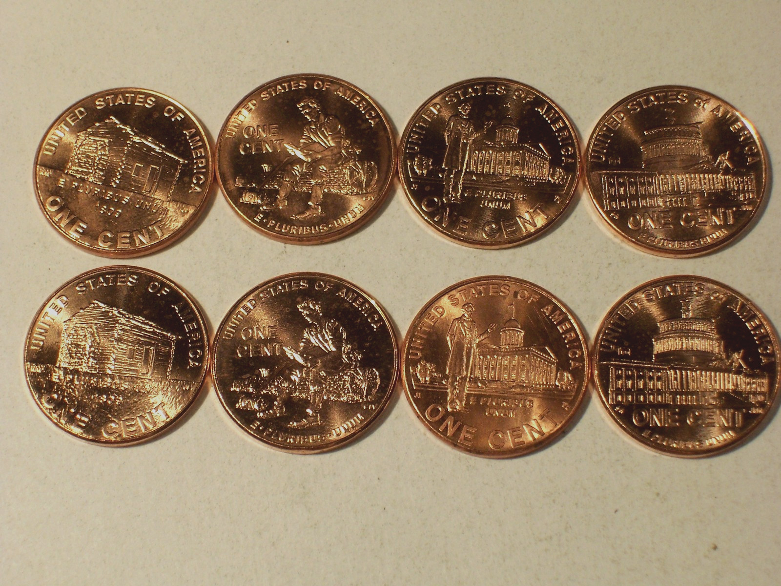 2009-P&D  @  Uncirculated"  (LP-1 to LP-4) set of 8 Lincoln Pennies.!!