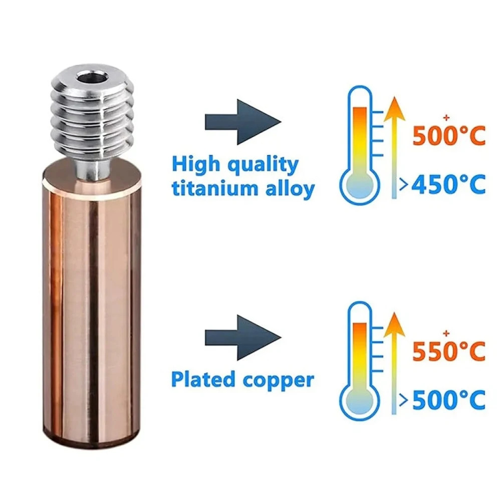 5PCS Updated Hotend Heat Break For FLSUN SR Q5 3D Printer Throat Copper Titanium