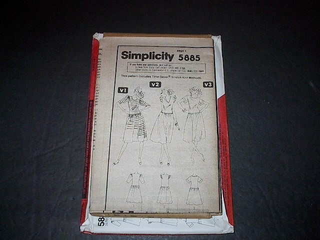 Simplicity Pattern 5885 Misses' Pullover Dress w/Sleeve/Neck Variations 12/16 UC