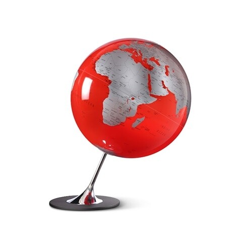 Atmosphere Anglo Red Globe Red ocean and Silver Metallic Map 14.2" Polystyrene