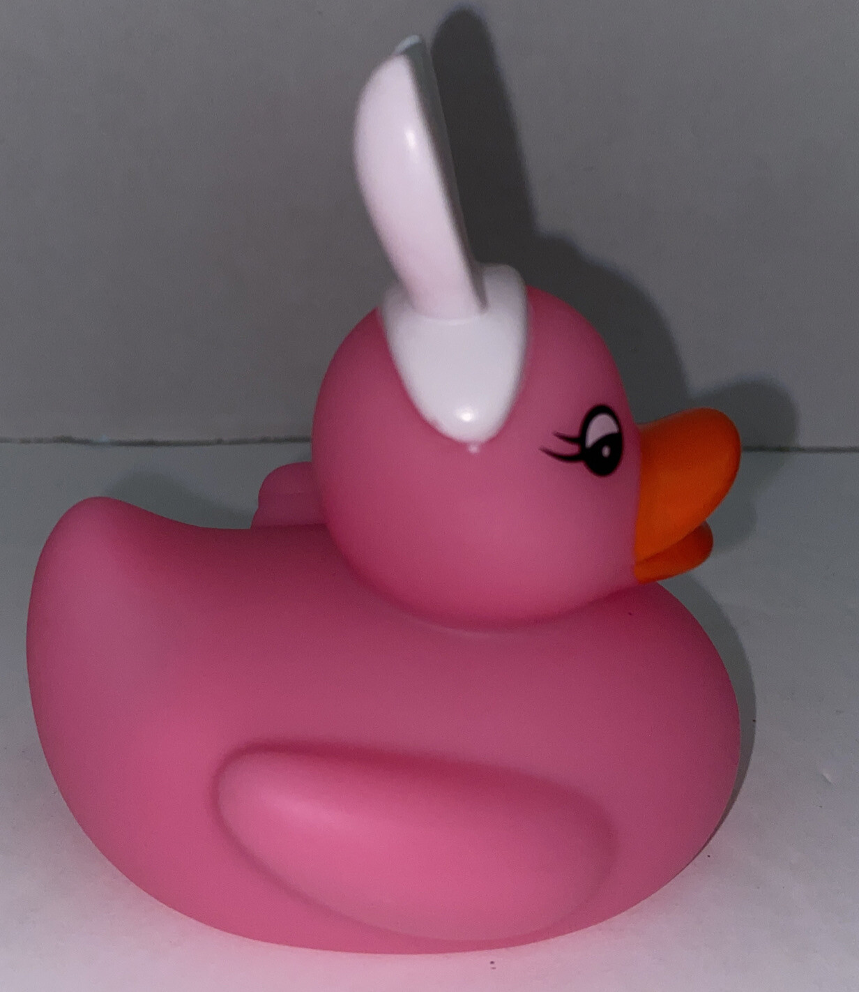Coolites Pink Easter Bunny RUBBER DUCK Toy Duckey with Bunny Ears Lights Up EUC