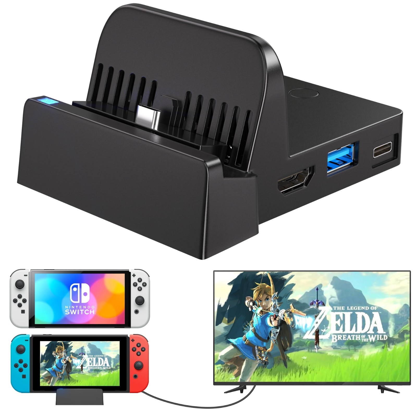 Docking Station for Nintendo Switch/Switch OLED, Charging TV Dock, with USB 3.0