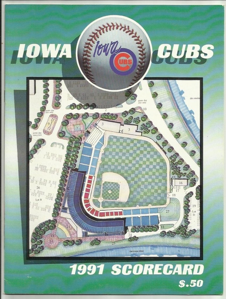 1991 Iowa Cubs vs Omaha Royals Minor League Scorecard----Conine---May  EX