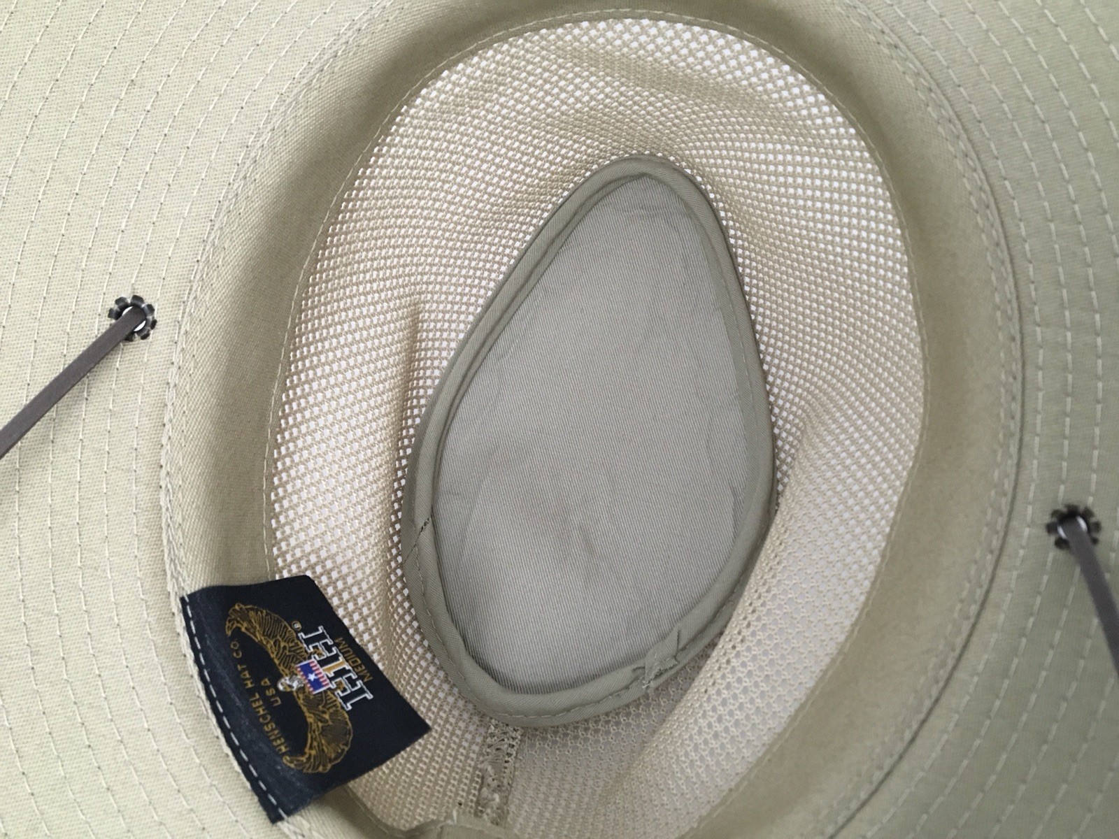 Sun Hat Henschel Packable Mesh Hike Paddle Leather Strap USA Medium Excellent