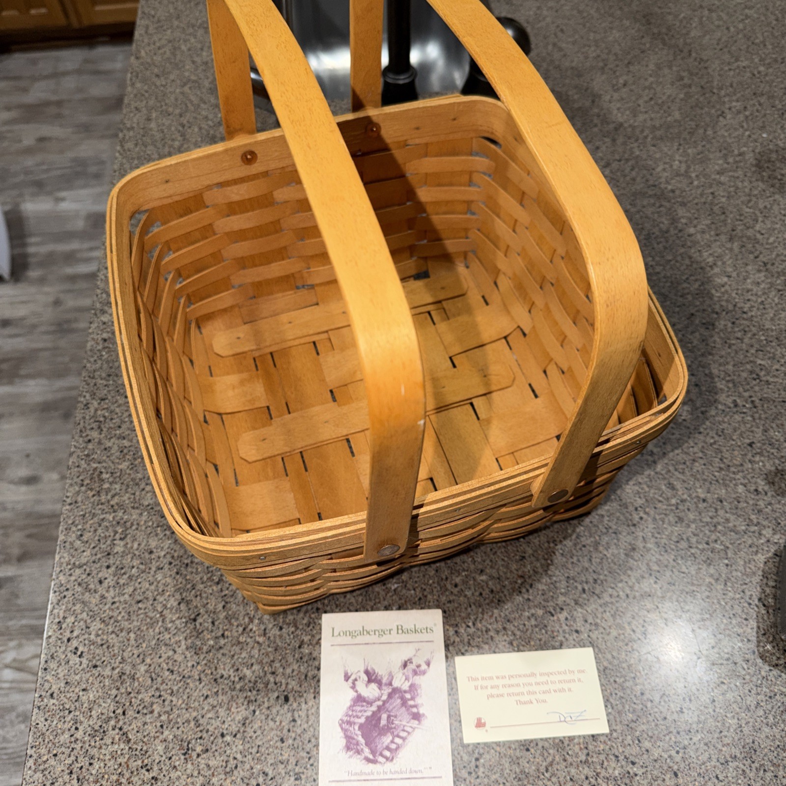 Beautiful, Signed, Longaberger 12" x 12"  Basket with Protector and Pamphlet ‘95