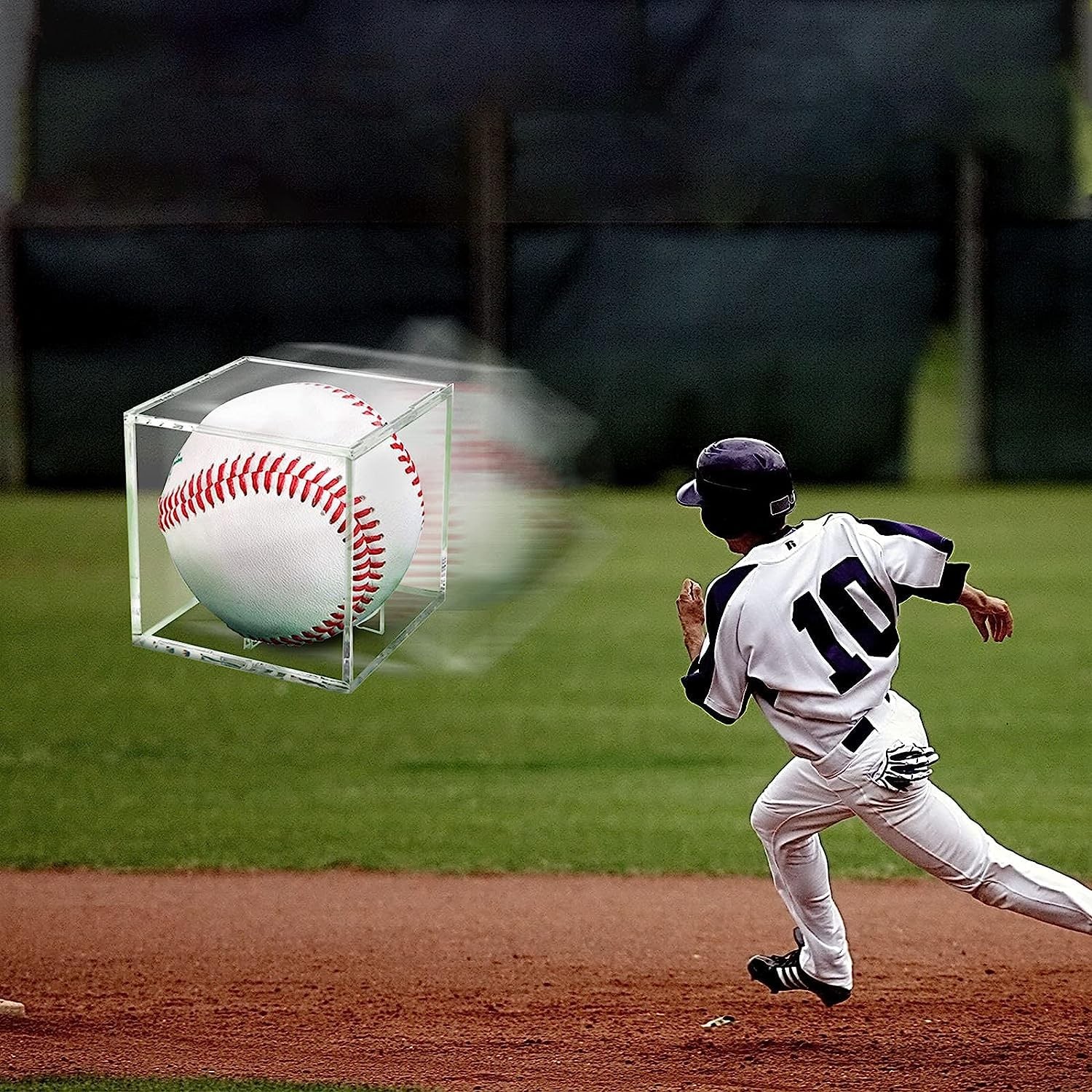 Baseball Display Case UV Protected Acrylic Clear Baseball Holder Square Cube ...