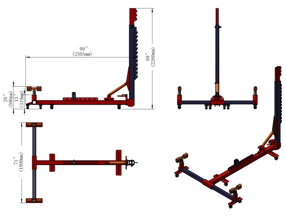 10 Tons(98KN) Heavy Duty Auto Body Frame Puller Car Frame Machine with Pump