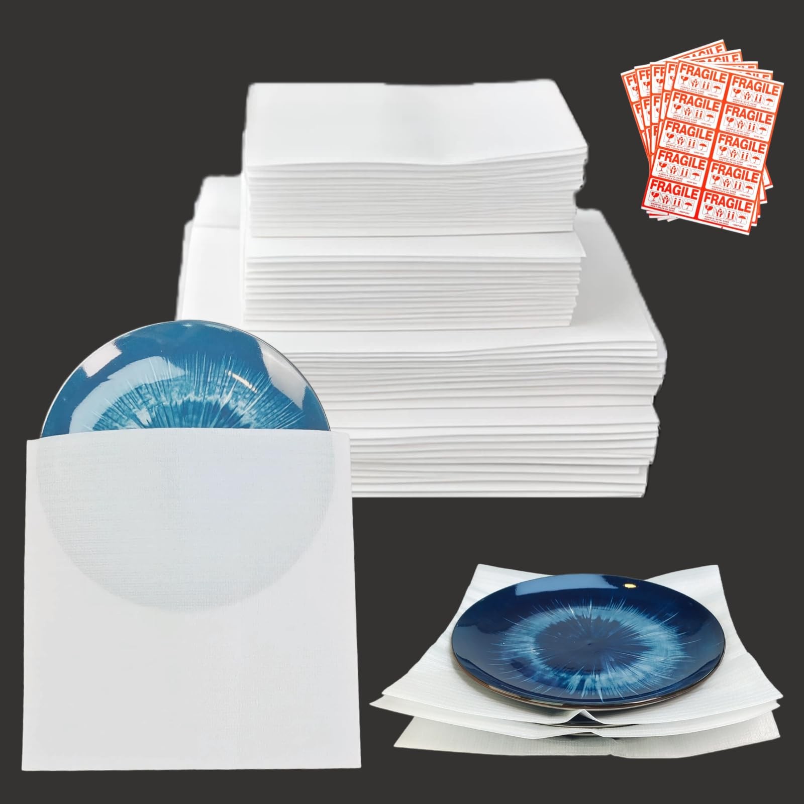 Packing Foam Pouches & Sheets for Moving 150Pcs Dish Packing Kit with 50 Frag...