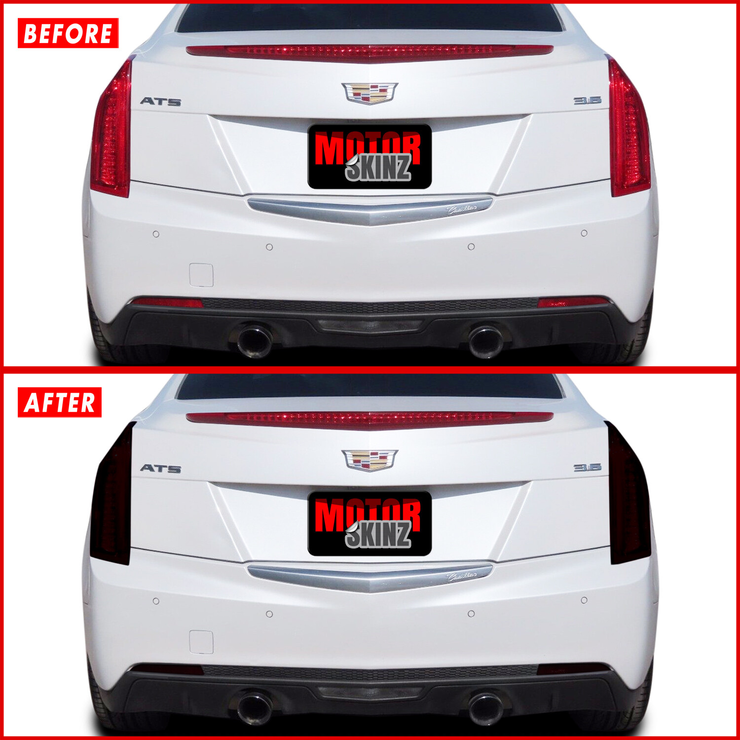 FOR 13-18 Cadillac ATS Sedan Tail Light & Reflector SMOKE Precut Vinyl Tint