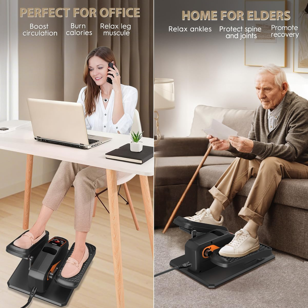 Quiet Under Desk Elliptical Machine with Remote, 15 Speeds, 5 Modes