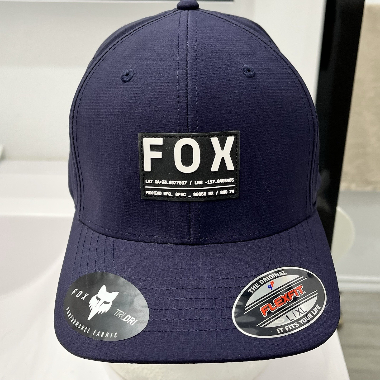 NWT Fox Racing Non Stop Tech Flexfit Hat Mens Size L/XL Navy Blue