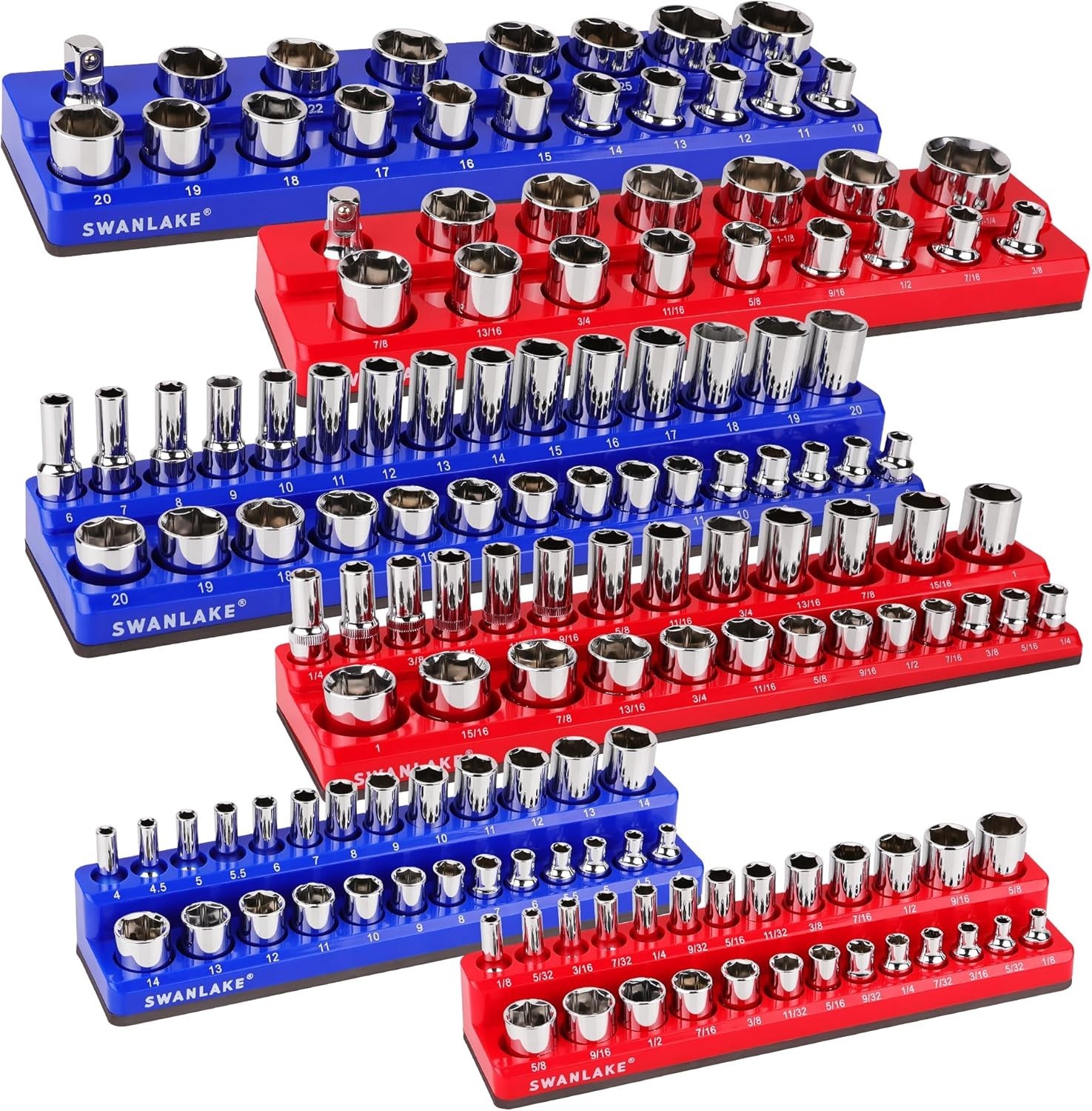 Magnetic Socket Organizer Set - Fits 143 Sockets, 6PCS Durable Design