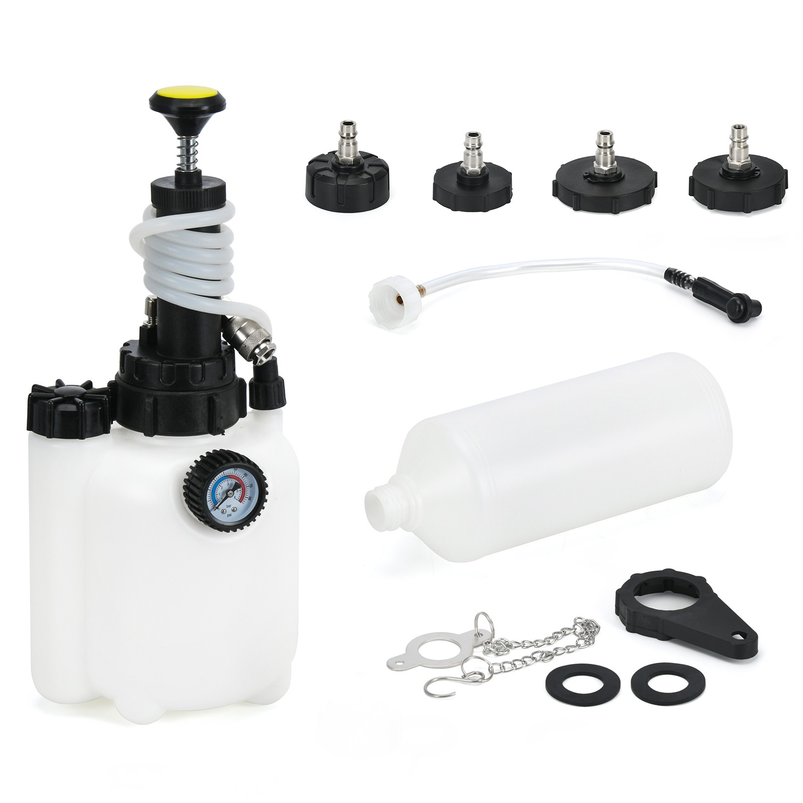 Brake Bleeder Kit 3L+1L Manual Brake Fluid Bleeding Kit with 4 Adapters