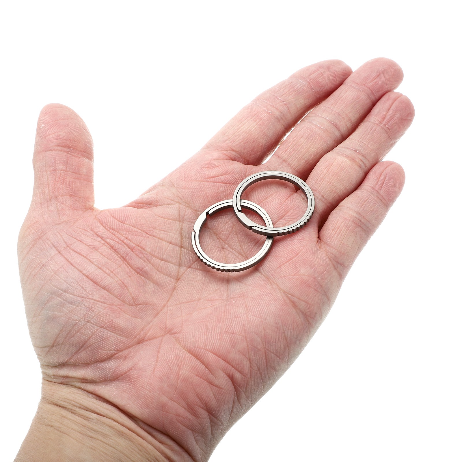 Titanium Keychain Rings, 5 Pcs 1.1-inch Split Side Pushing Key Rings, Silver