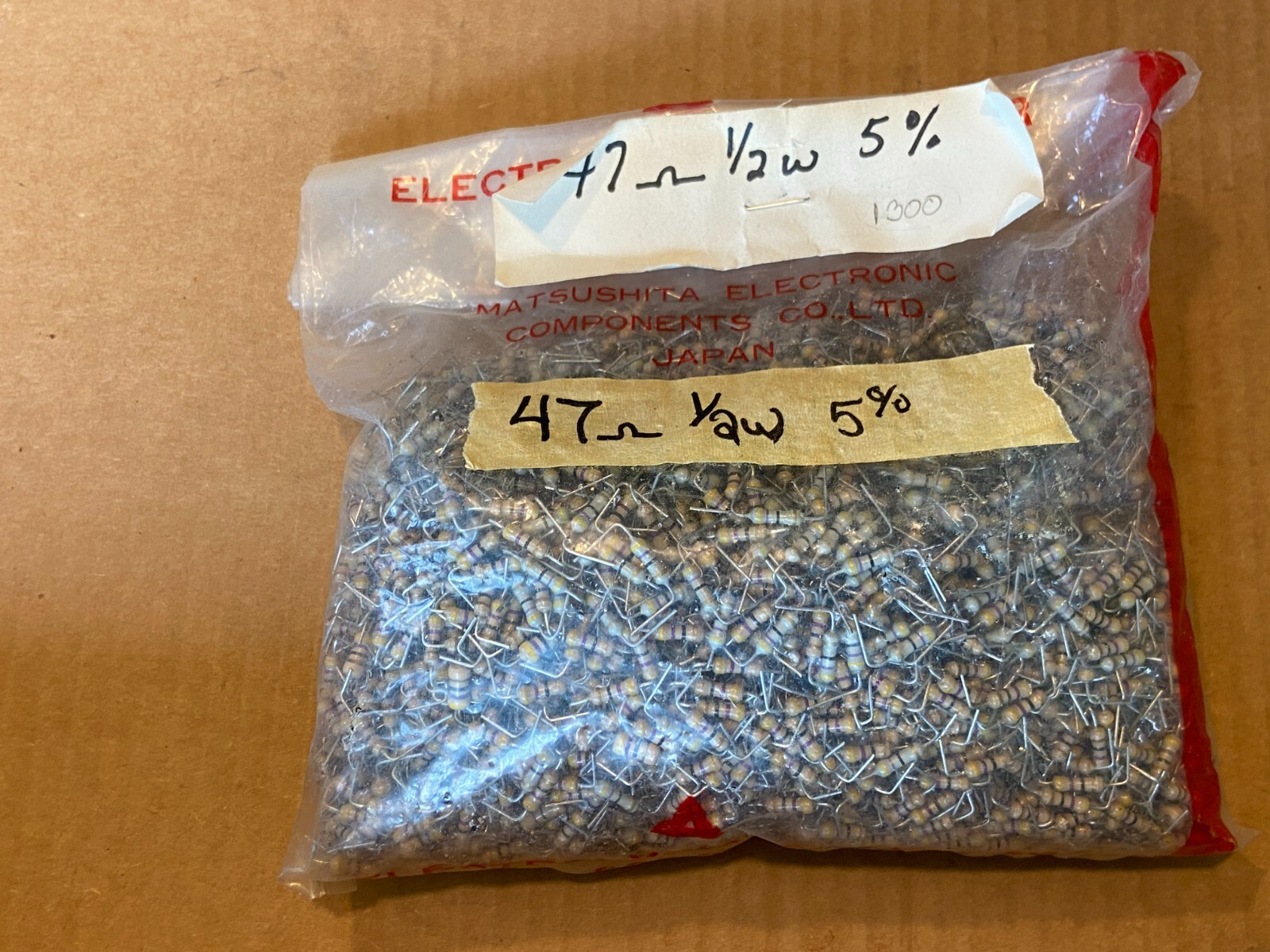Bag of 3600 NOS Vintage 47 ohm 1/2 watt 1/2W 5% Carbon Film Resistors CF50S