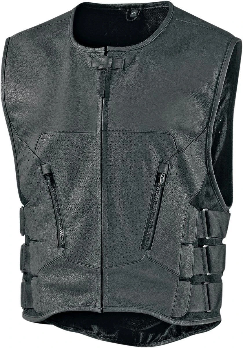 Biker Leather vest with zipper & Stripped SWAT style Motorcycle club Vest 120