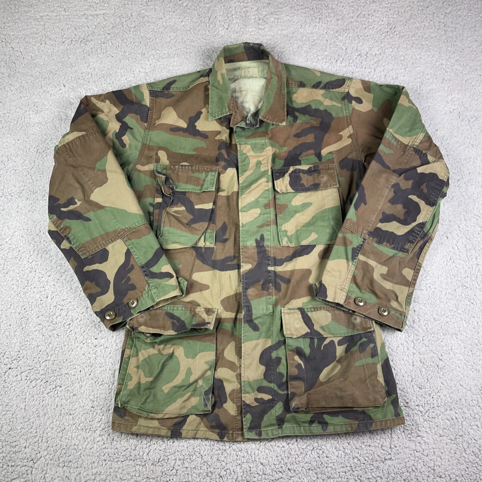 Military Woodland Camo Combat Jacket Small Long 8415-01-084-1644 BDU Paintball