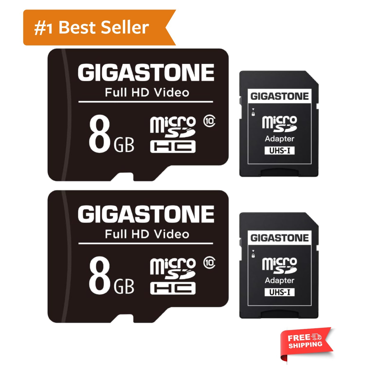 8GB Micro SD Card 2-Pack, Full HD Video, Surveillance Security Cam Action Cam...