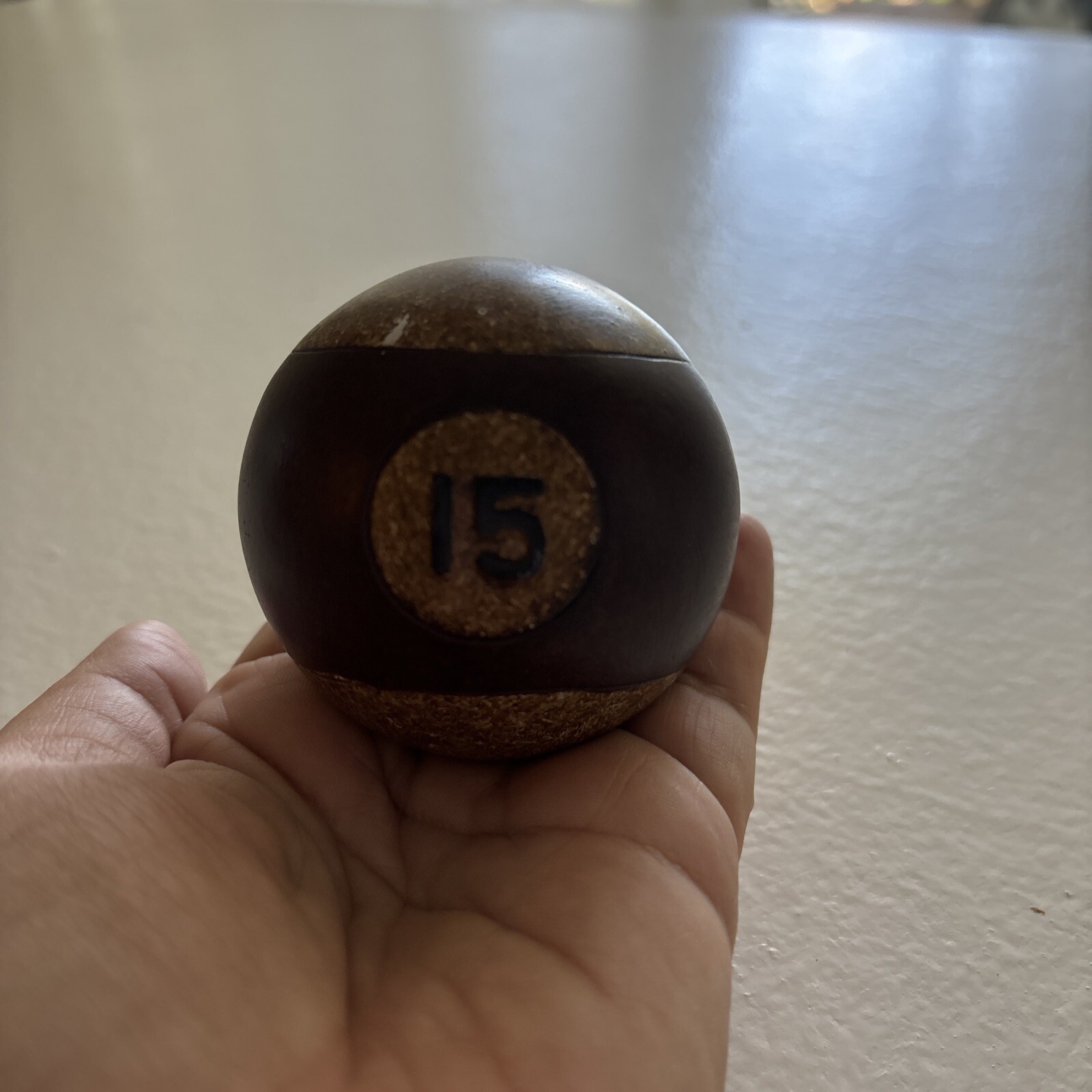 Vintage Clay #15 Striped Maroon/White Pool Ball