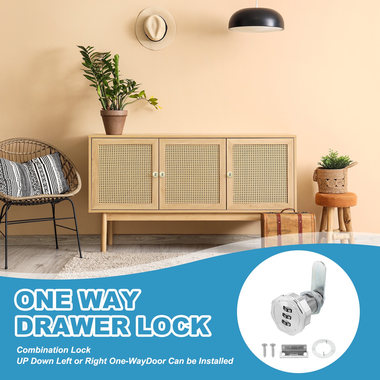 2pcs 13/16" Wardrobe Cylinder Lock with Code, Silver