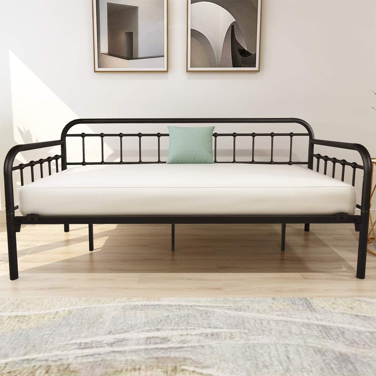 Metal Daybed Frame Heavy Duty Metal Slats Sofa Bed Platform Mattress Foundation