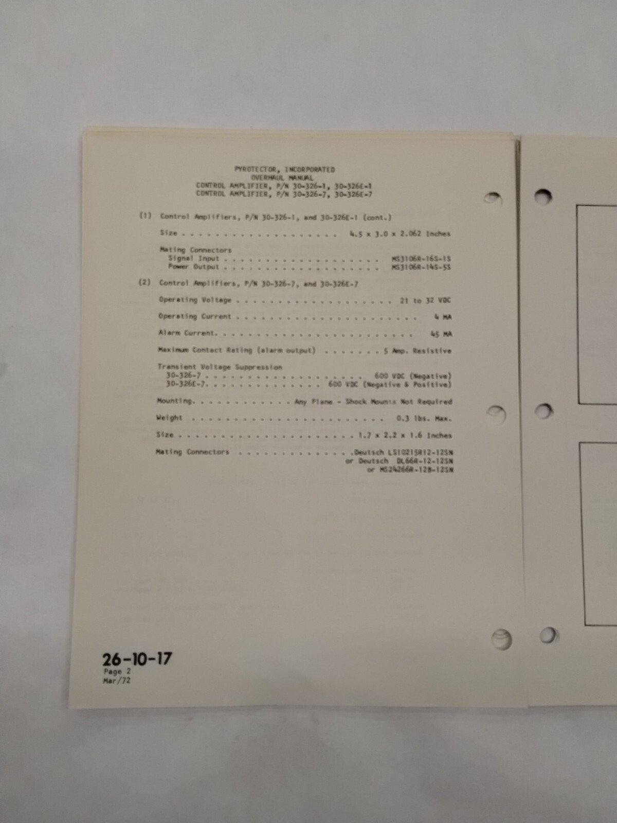 Pyrotector Incorporated Control Amplifiers Overhaul Manual-Original