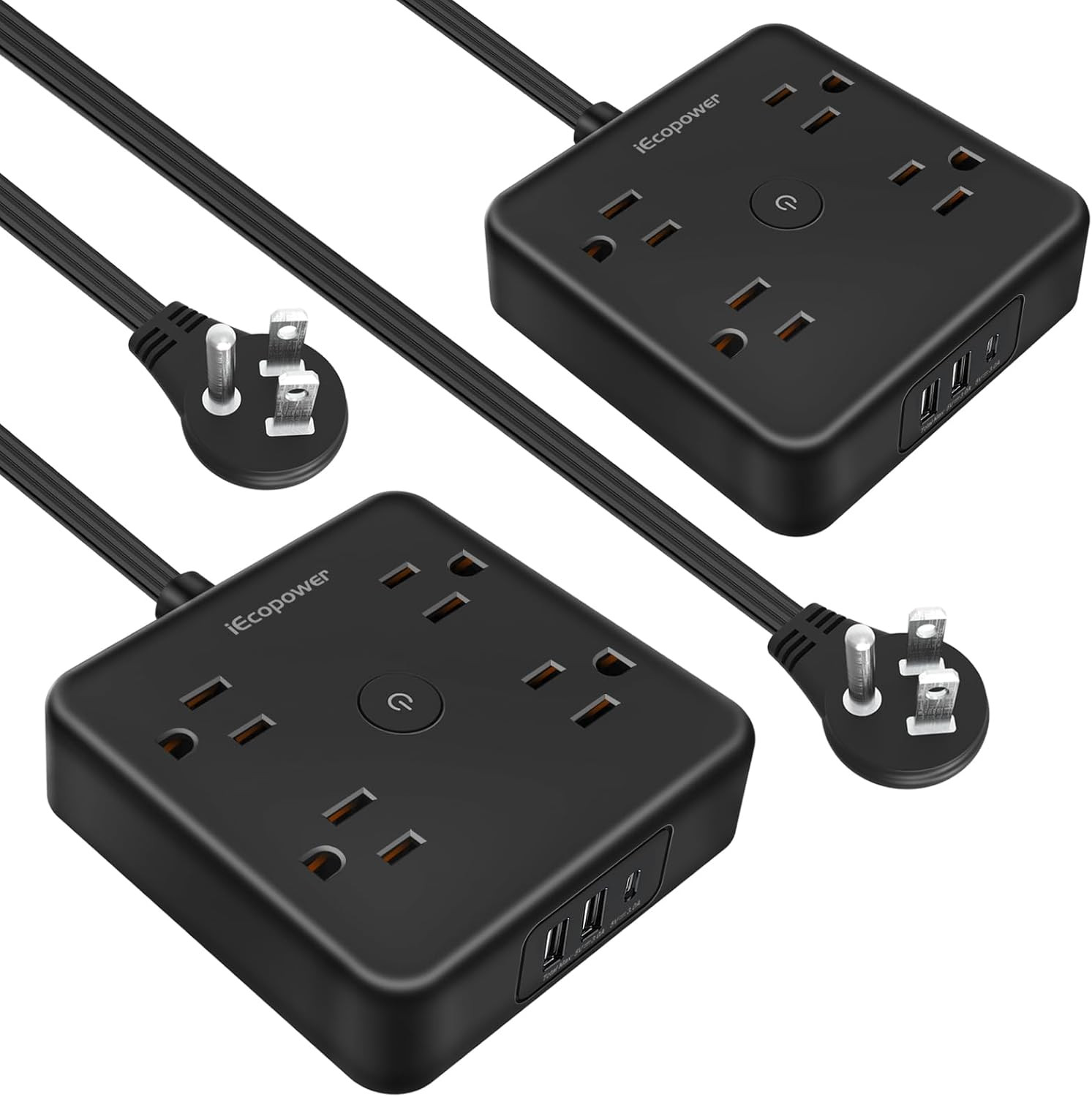 2 Pack Ultra Flat Plug Power Strip,Power Strips with Surge Protection-4 Widely O