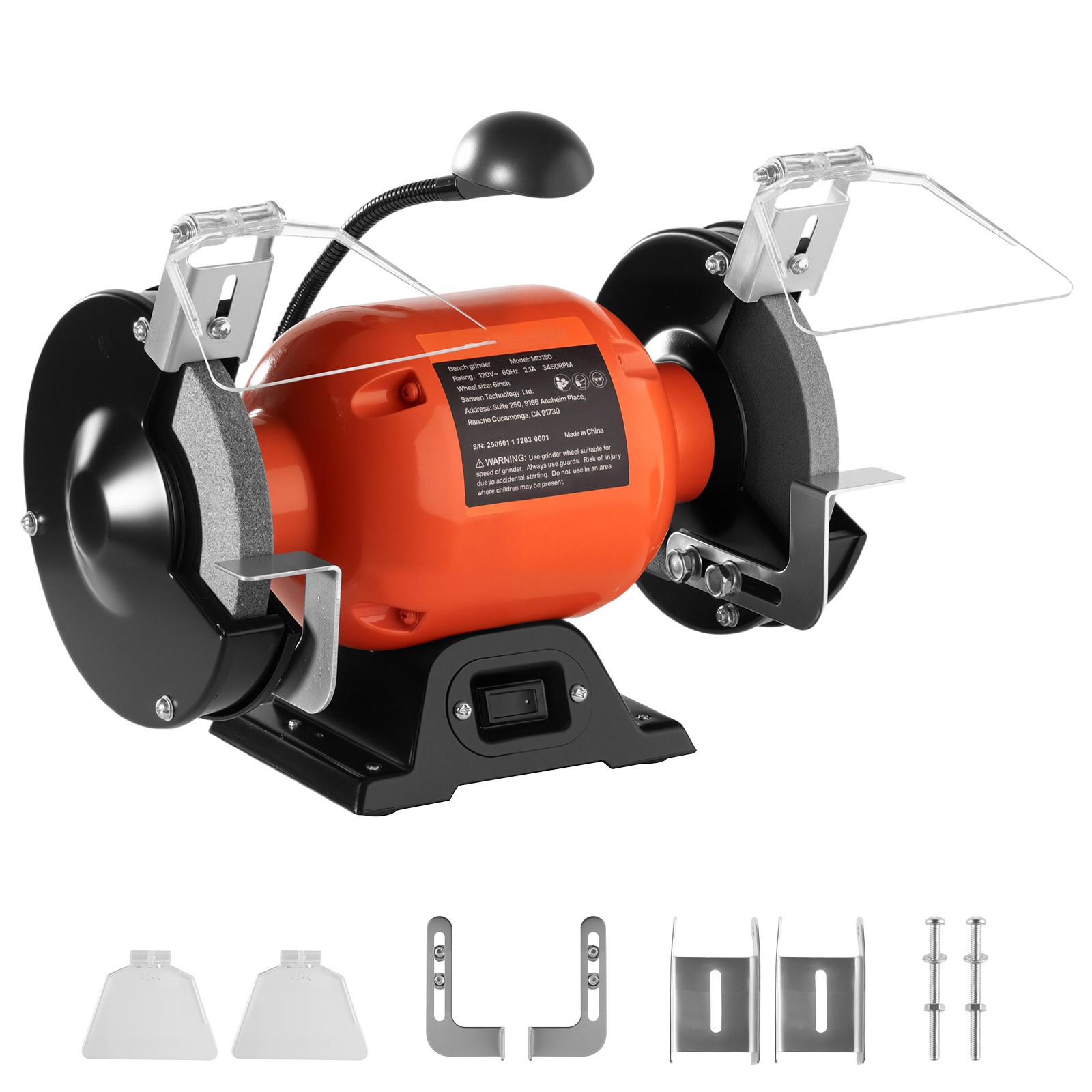 Bench Grinder, 6”Single Speed Bench Grinder, 3450RPM High-Speed Table Grinders