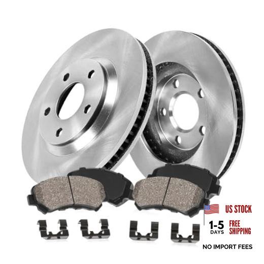 Front Replacement Brake Disc Rotors and Ceramic Brake Pads + Hardware Brake