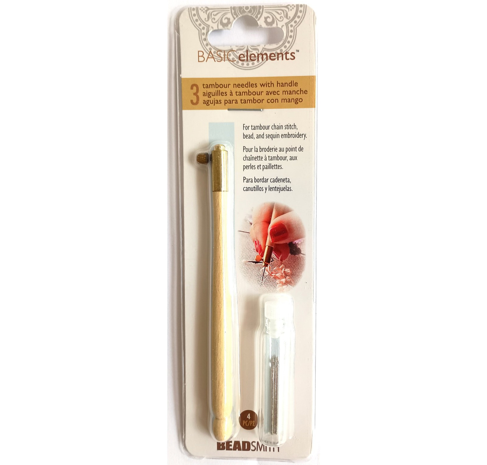 Tambour Needle Set 3 Needles and Handle, 55217 Beadsmith