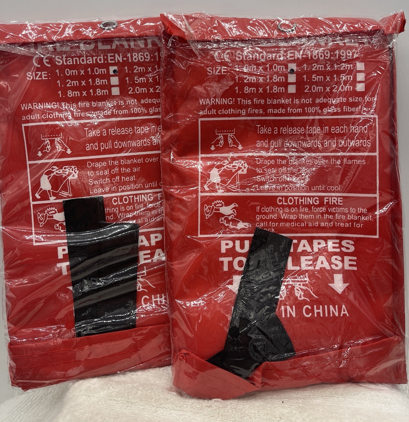 FIRE BLANKET STANDARD ( EN-1869:1997 )  1.0M X 1.0M ( Lot Of 2 ) Brand New