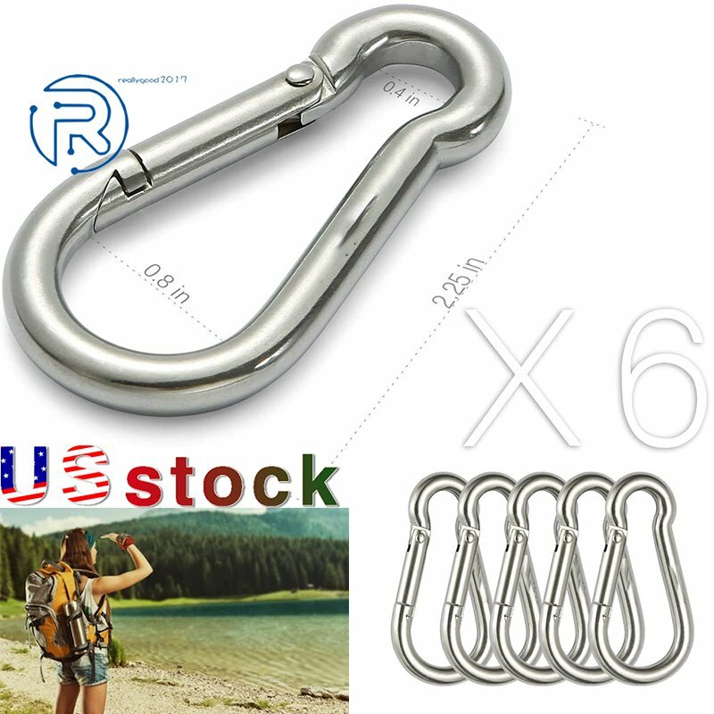 264lbs Spring Snap Hook Carabiner 304 Stainless Steel Clips, Set of 6